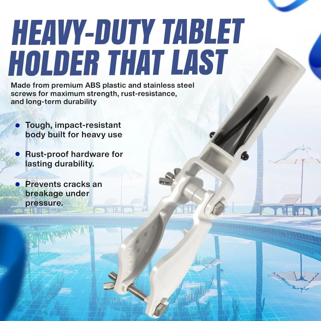 نگهدارنده قرص استخر سنگین - ساخته شده از ABS و فولاد ضد زنگ، دسته گیره آسان، پیچ بال قابل تنظیم - مناسب برای قرص های 3 اینچی برای تمیز کردن لکه ها با میله تلسکوپی