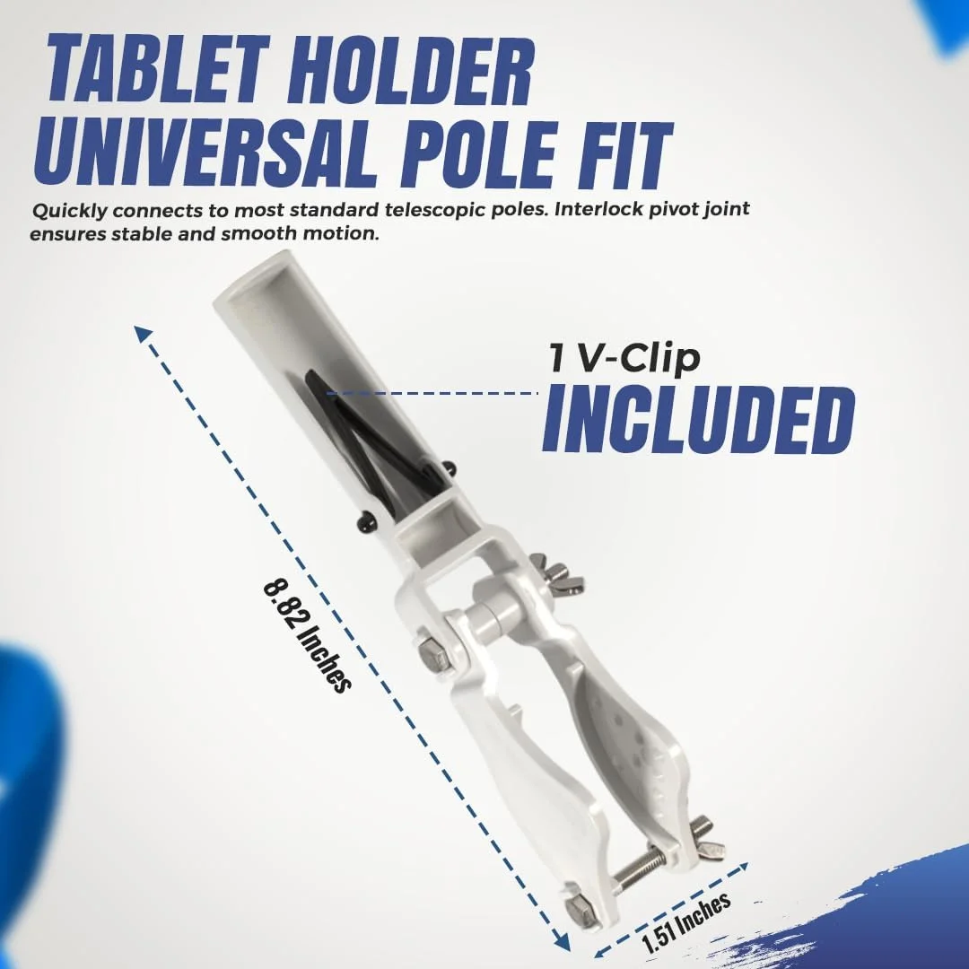 نگهدارنده قرص استخر سنگین - ساخته شده از ABS و فولاد ضد زنگ، دسته گیره آسان، پیچ بال قابل تنظیم - مناسب برای قرص های 3 اینچی برای تمیز کردن لکه ها با میله تلسکوپی