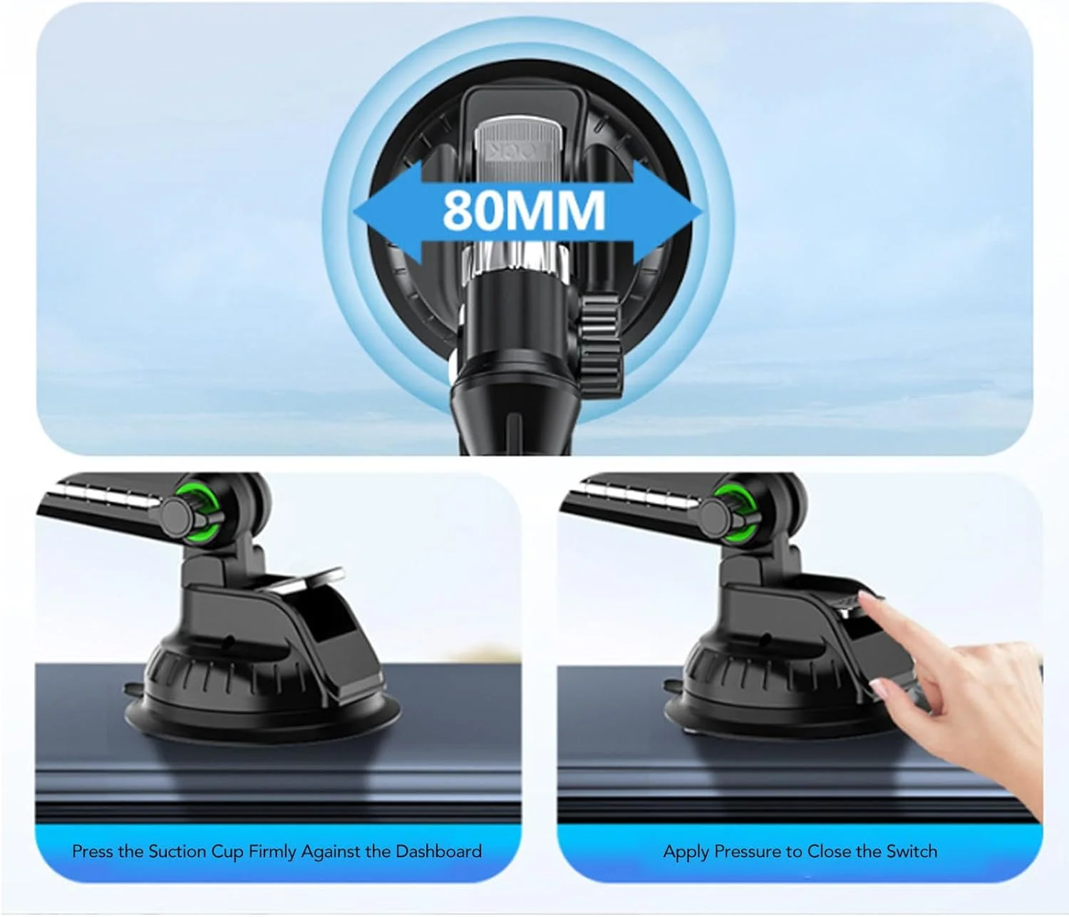 پایه نگهدارنده گوشی کامیون ASHATA، پایه نگهدارنده گوشی داشبورد و شیشه جلو با چرخش سنگین، پایه نگهدارنده کامیون با بازوی بلند 12.9 اینچی برای تلفن های هوشمند و تبلت ها (سبز)