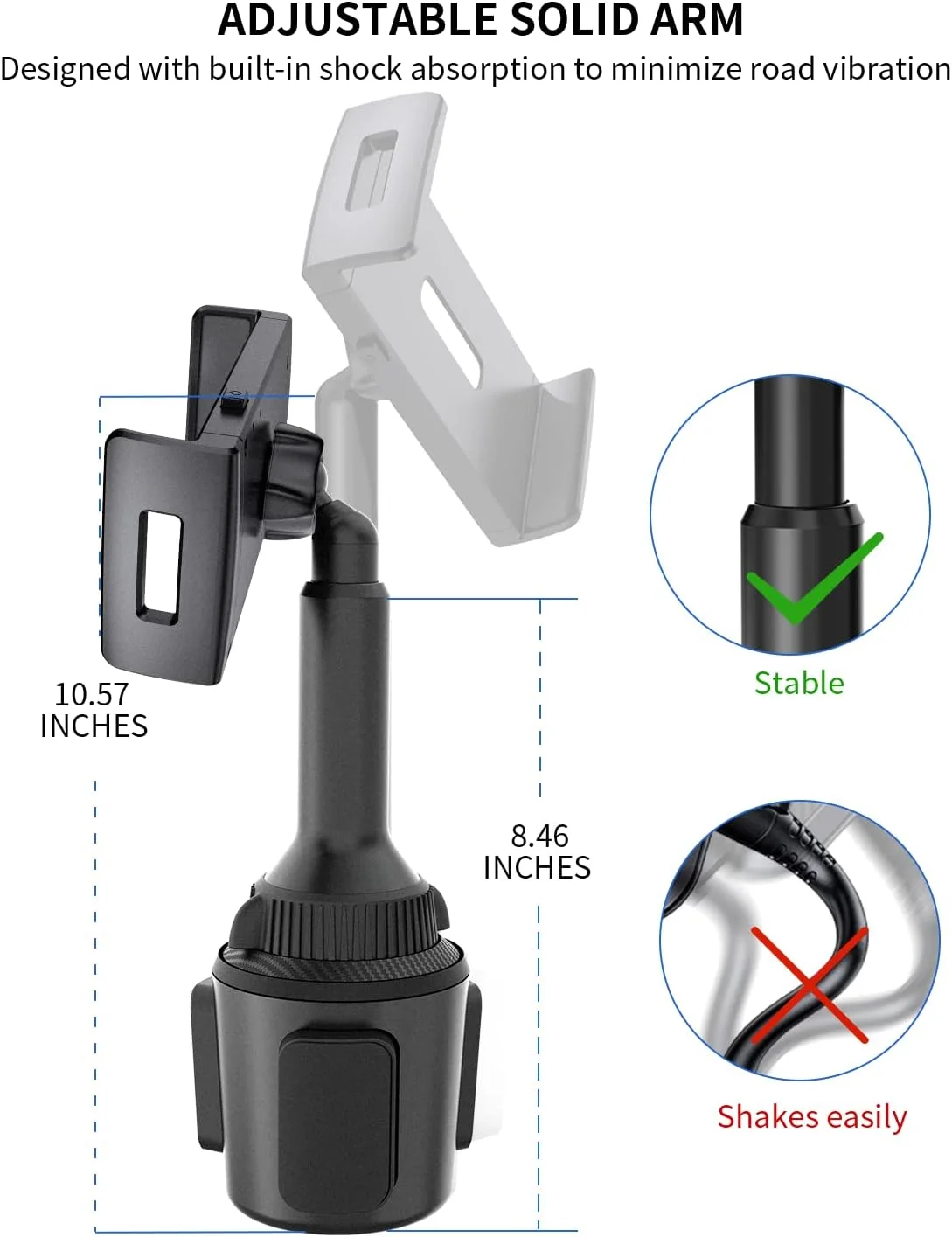 نگهدارنده تبلت APPS2Car برای خودرو، پایه نگهدارنده تبلت لیوانی برای کامیون، نگهدارنده آیپد با قابلیت تنظیم ارتفاع سازگار با آیپد پرو ایر مینی 4.7-11 اینچی، گلکسی تب، آیفون، تلفن همراه