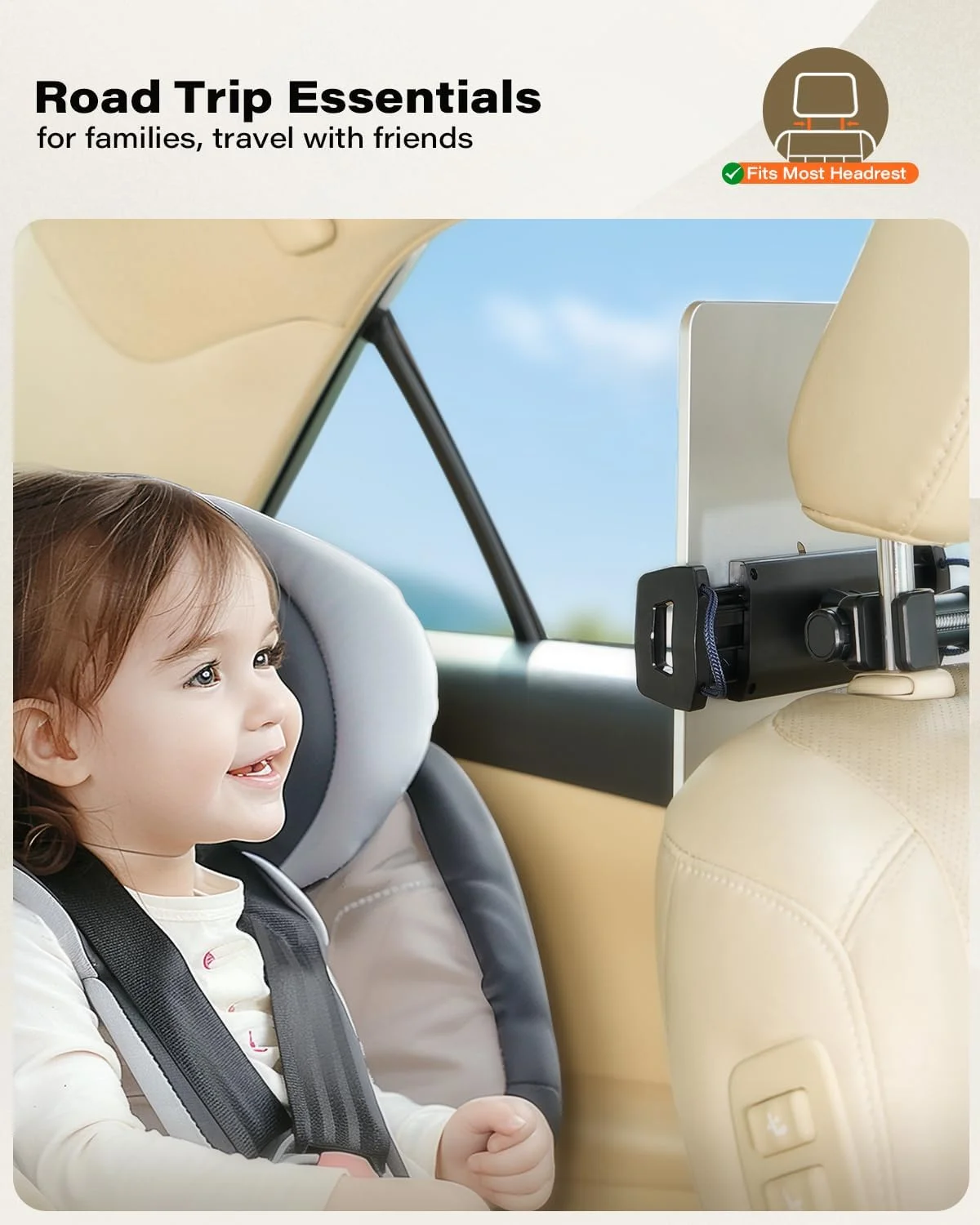 نگهدارنده تبلت APPS2Car برای پشت سری خودرو، پایه صندلی عقب با میله آلیاژ آلومینیوم، مناسب برای آیپد/ایر/مینی/گلکسی/فایر اچ دی/کیندل/سوییچ 4.7-13 اینچی - ضروری برای سفرهای جاده ای کودکان