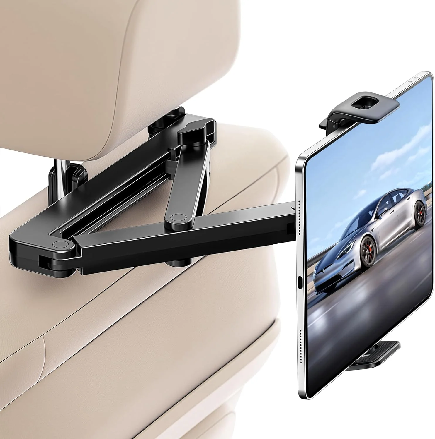 نگهدارنده تبلت برای خودرو، نگهدارنده آیپد با ساختار مثلثی برای خودرو، لوازم ضروری سفر جاده ای برای کودکان، پایه تبلت برای خودرو، پایه آیپد برای خودرو مناسب برای آیپد پرو، ایر، مینی، گلکسی، سوییچ، دستگاه های 4.5 تا 13 اینچی