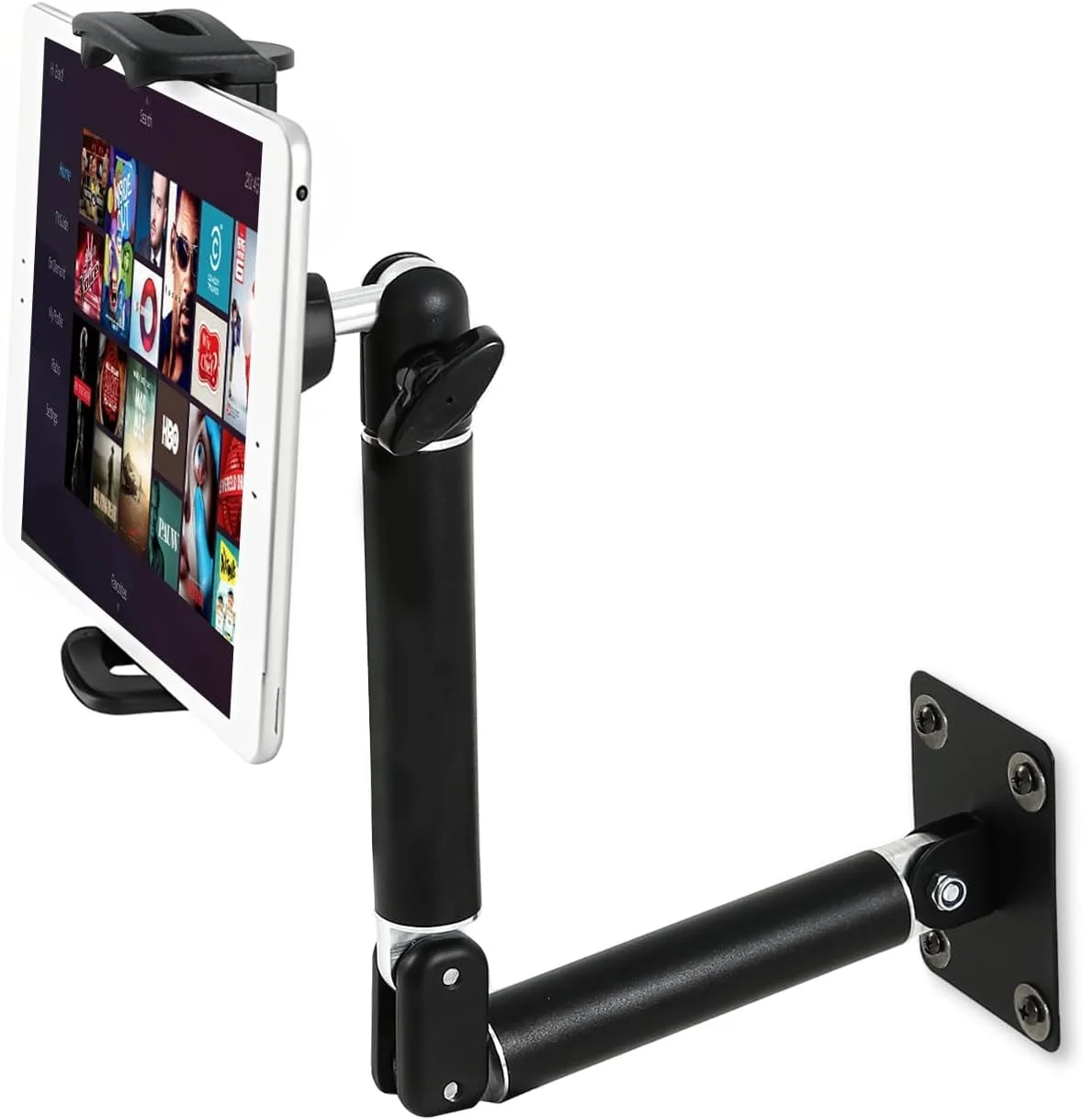 پایه دیواری تبلت آلومینیومی سنگین، بازوی مفصلی قابل گسترش و نگهدارنده چرخان 360 درجه برای آیپد پرو، گلکسی تب، آشپزخانه، دفتر کار، مناسب برای دستگاه های 4.7-13 اینچی