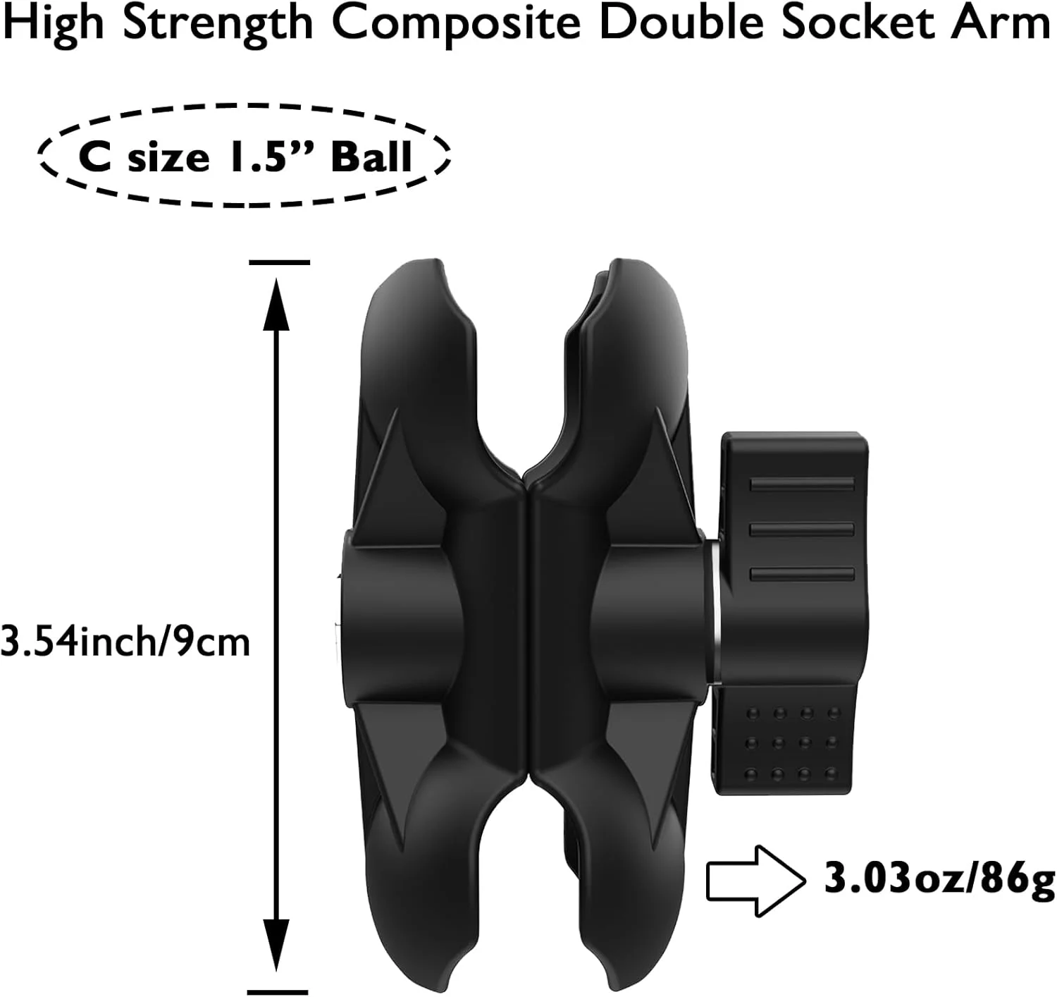 آداپتور توپی دو سر مادگی 1 و 1.5 اینچی سازگار با قطعات توپی سایز B/C و نگهدارنده گوشی موتور سیکلت (آداپتور توپی 1.5 اینچی بازوی کوتاه)