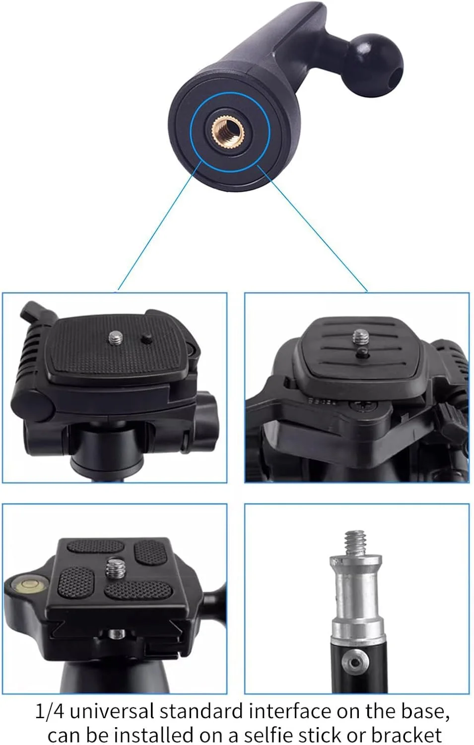 پایه تبلت قابل تنظیم با آداپتور سر توپی رزوه ¼ اینچی برای تبلت های 7 تا 13 اینچی، سازگار با سه پایه ها برای پخش زنده