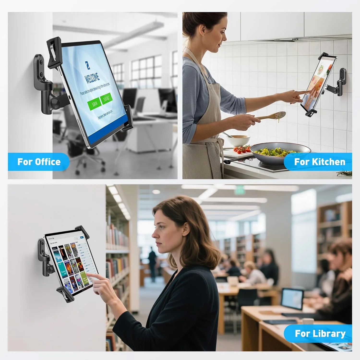 نگهدارنده دیواری تبلت AboveTEK با قابلیت چرخش 360 درجه، مناسب برای تبلت‌های 7.9 تا 14.6 اینچ، ساخته شده از فولاد ممتاز و آلیاژ روی