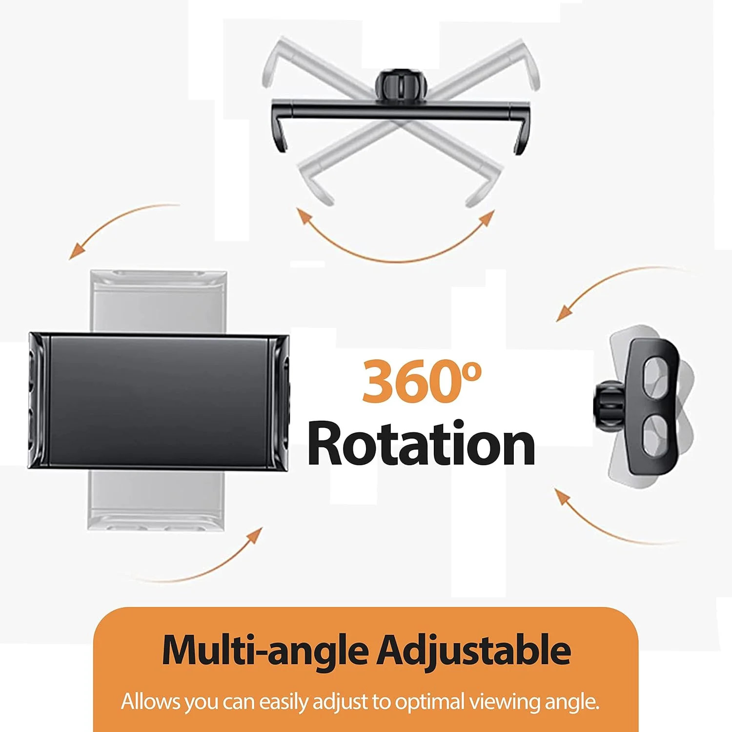 نگهدارنده تبلت کشویی خودرو AAJ - نگهدارنده تبلت پشت سری خودرو - پایه چرخشی صندلی عقب برای کودکان - پایه تبلت خودرو - پایه نگهدارنده صندلی خودرو با چرخش 360 درجه جهانی برای همه دستگاه های 4-11 اینچی