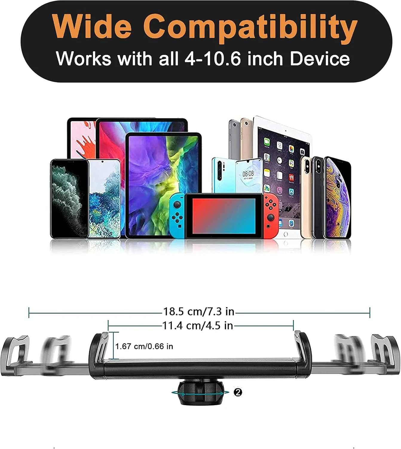 نگهدارنده تبلت کشویی خودرو AAJ - نگهدارنده تبلت پشت سری خودرو - پایه چرخشی صندلی عقب برای کودکان - پایه تبلت خودرو - پایه نگهدارنده صندلی خودرو با چرخش 360 درجه جهانی برای همه دستگاه های 4-11 اینچی