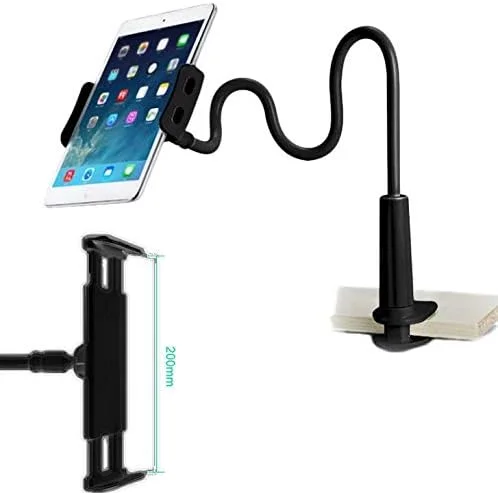 پایه نگهدارنده تبلت گردن غازی 3Data، پایه تبلت یونیورسال: بازوی انعطاف پذیر 360 درجه با گیره برای تخت مناسب برای پد ایر پرو مینی 4.7 تا 10.5 اینچی، تب سامسونگ، تلفن، نینتندو سوییچ و دستگاه های دیگر (مشکی)