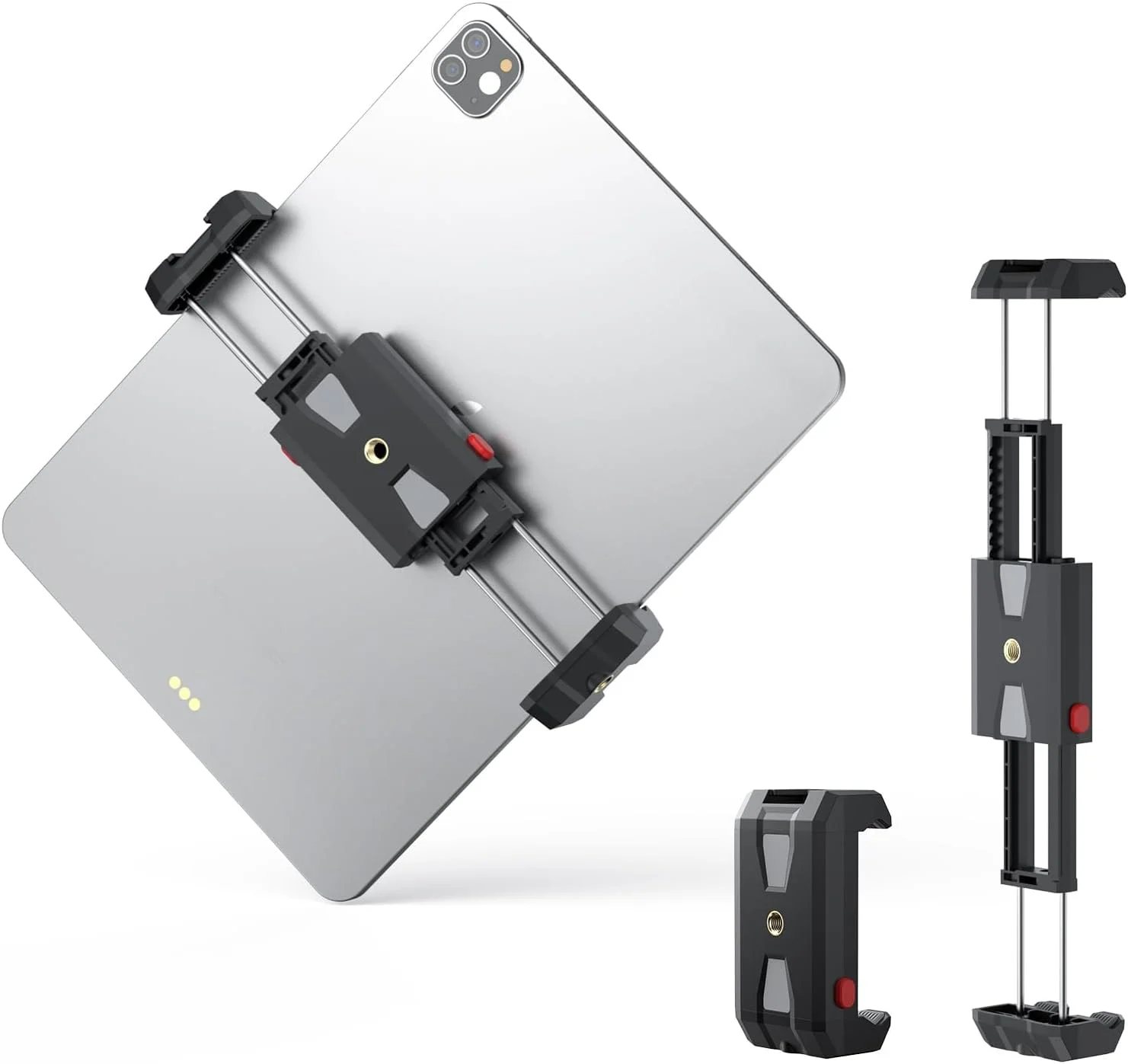 نگهدارنده تبلت و گوشی هوشمند یونیورسال 2 در 1 با مانت کفشک سرد، گیره قابل گسترش برای سه پایه، سازگار با اکثر تبلت ها و گوشی های هوشمند (2.6 اینچ - 8.8 اینچ)