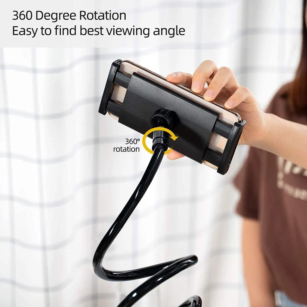 پایه نگهدارنده تبلت گردن غازی 3Data، پایه تبلت یونیورسال: بازوی انعطاف پذیر 360 درجه با گیره برای تخت مناسب برای پد ایر پرو مینی 4.7 تا 10.5 اینچی، تب سامسونگ، تلفن، نینتندو سوییچ و دستگاه های دیگر (مشکی)