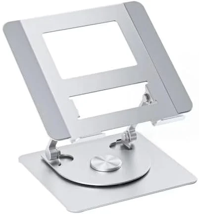 پایه لپ تاپ چرخان 360 درجه: ایده آل برای تجربه دید بهتر ● طراحی ارگونومیک: صفحه نمایش را برای زاویه دید بهتر به سطح چشم بالا می برد ● تهویه مناسب: طراحی باز گردش هوا را افزایش می دهد - مناسب برای کار