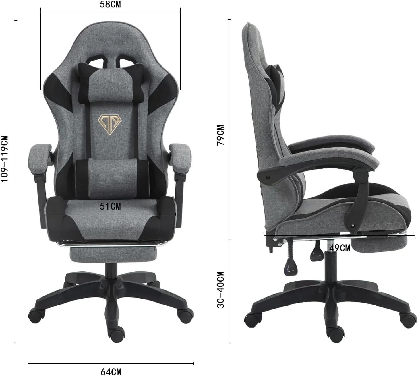 صندلی گیمینگ Wemart، صندلی کامپیوتر پارچه ای با زیرپایی و پشتیبانی کمری، صندلی بازی با قابلیت تنظیم ارتفاع با چرخش 360 درجه و تکیه گاه سر مناسب برای دفتر کار یا بازی صندلی گیمینگ Wemart، صندلی کامپیوتر پارچه ای با زیرپایی و پشتیبانی کمری، صندلی بازی با قابلیت تنظیم ارتفاع با چرخش 360 درجه و تکیه گاه سر مناسب برای دفتر کار یا بازی