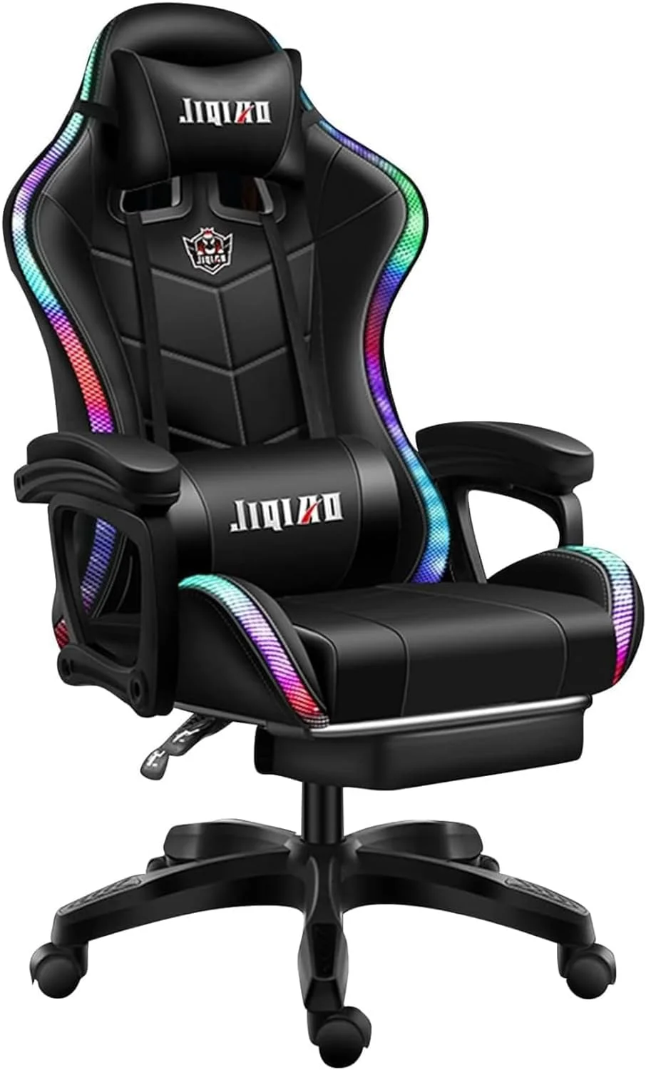 صندلی گیمینگ کامپیوتر با نور LED، صندلی اداری ارگونومیک با ماساژور، پشتیبانی کمری و پشتی قابل تنظیم، نیمکت با نرده محافظ و کوسن لاتکس صندلی گیمینگ کامپیوتر با نور LED، صندلی اداری ارگونومیک با ماساژور، پشتیبانی کمری و پشتی قابل تنظیم، نیمکت با نرده محافظ و کوسن لاتکس