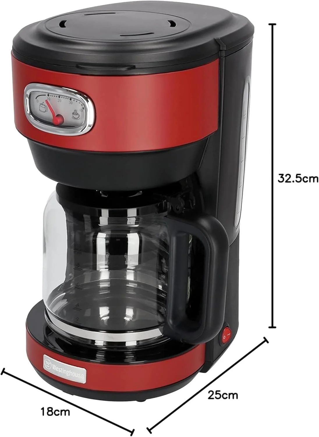 دستگاه قهوه ساز 1.25 لیتری وستینگهاوس سری رترو - قرمز | طراحی شیک با کنترل دم آوری، عملکرد مکث و ریزش، فیلتر دائمی (نسخه امارات) دستگاه قهوه ساز 1.25 لیتری وستینگهاوس سری رترو - قرمز | طراحی شیک با کنترل دم آوری، عملکرد مکث و ریزش، فیلتر دائمی (نسخه امارات)