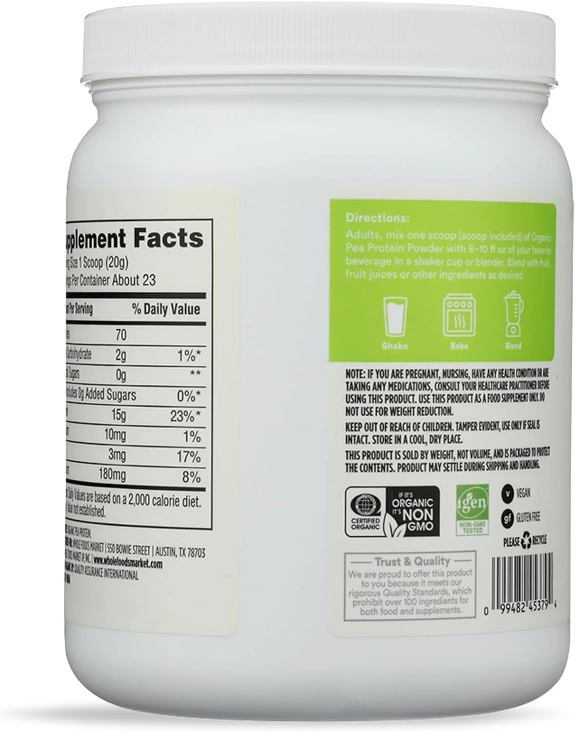 پروتئین نخود ارگانیک 365، 450 گرم پروتئین نخود ارگانیک 365، 450 گرم