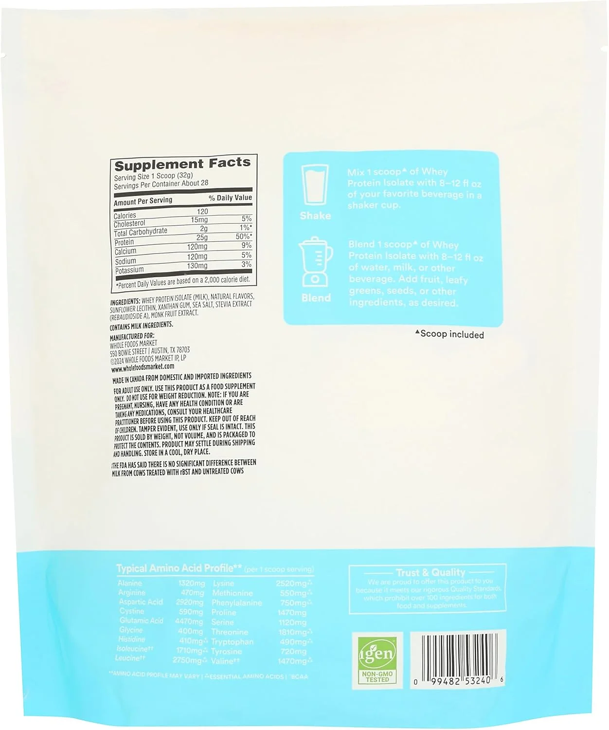 ایزوله پروتئین وی وانیلی 365 Whole Foods Market، 32 اونس