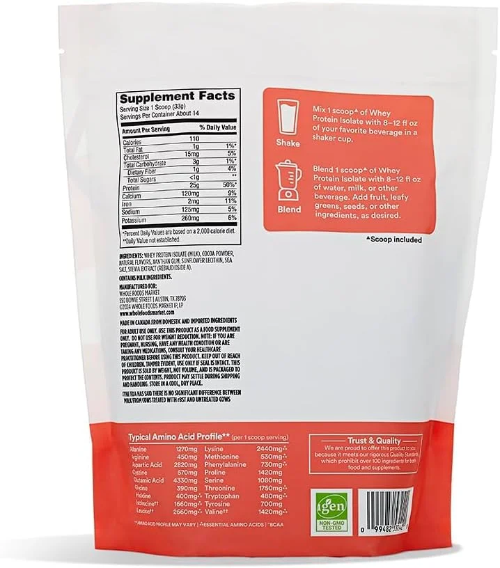 پروتئین وی ایزوله شکلاتی 365 از Whole Foods Market، 453 گرم پروتئین وی ایزوله شکلاتی 365 از Whole Foods Market، 453 گرم