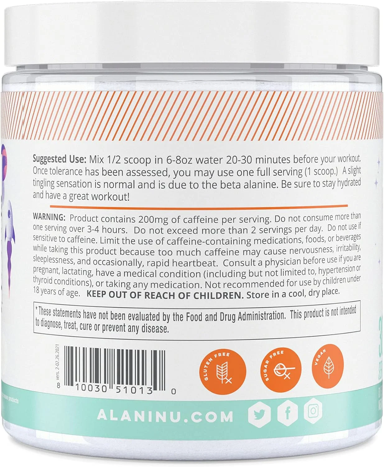 پودر مکمل ورزشی قبل تمرین آلانی نو با طعم لیموناد، افزایش انرژی آمینو، مکمل استقامت، بدون شکر، 200 میلی گرم کافئین، ال-تیانین، بتا آلانین، ال-سیترولین، 30 سروینگ