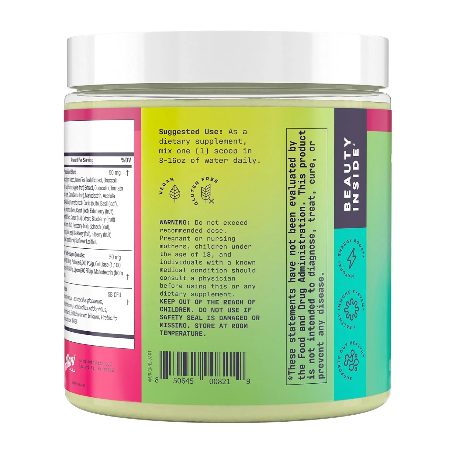 پودر سوپر گرینز آلانی نو با طعم وایلد بری | مکمل آبمیوه سبز | پودر اسپیرولینا + علف گندم | طعم طبیعی | مخلوط آبمیوه اسموتی | بدون گلوتن | وگان | 30 سروینگ