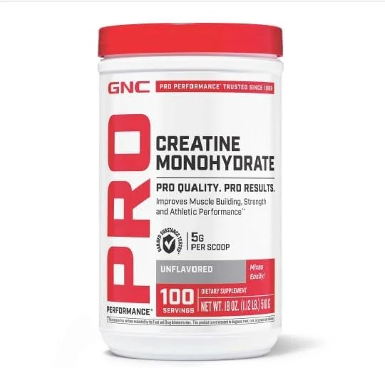 پودر کراتین مونوهیدرات GNC Pro Performance برای بانوان و آقایان، 5 گرم کراتین در هر وعده، عضله سازی، تولید انرژی، استقامت، عملکرد، 100 وعده