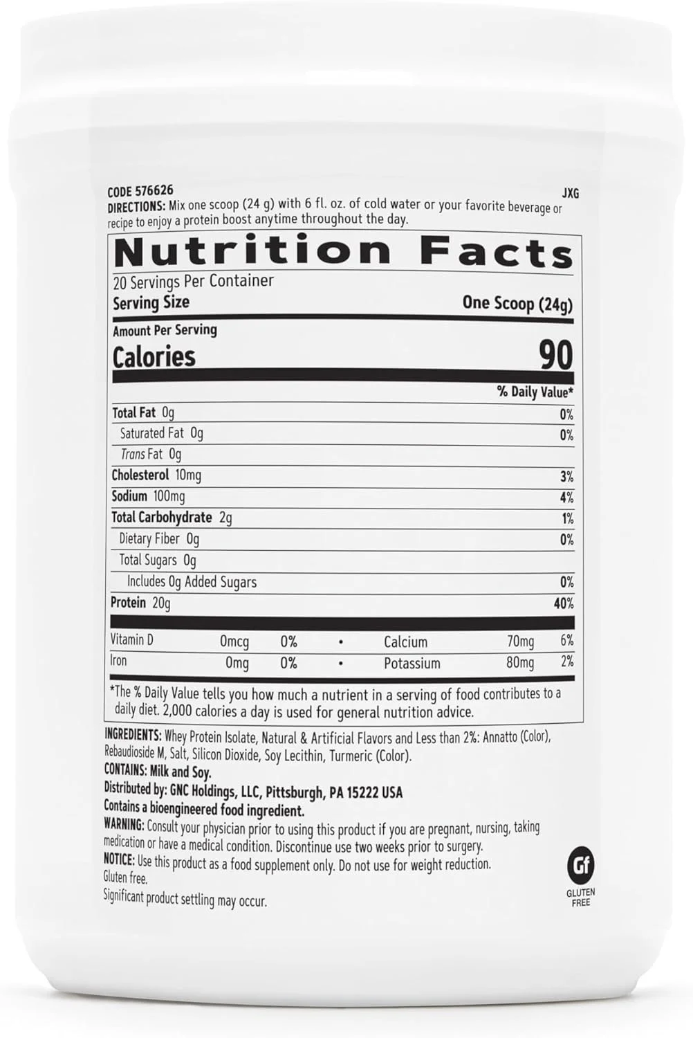 پودر پروتئین بدون شکر GNC Total Lean، 20 گرم پروتئین، بدون شکر، بدون چربی، 90 کالری، وانیل فرانسوی، 20 سروینگ