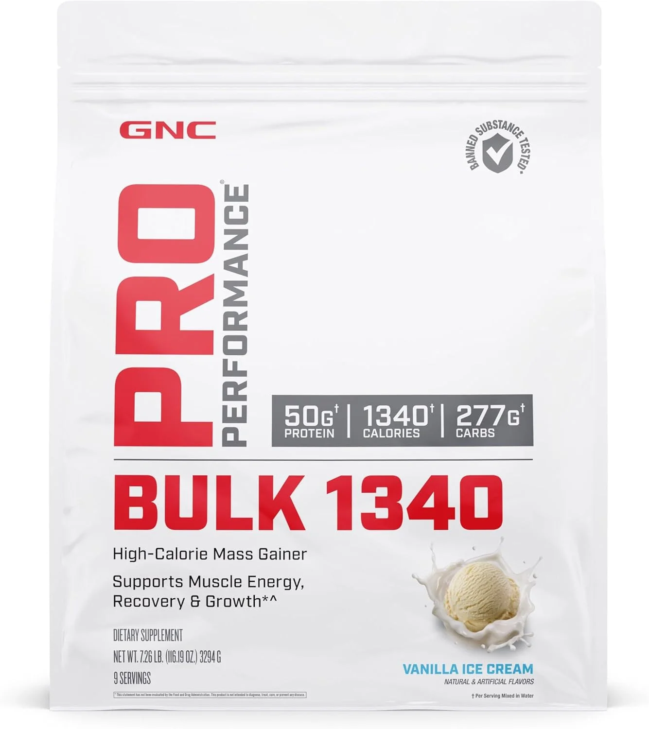 پودر پروتئین افزایش حجم GNC Pro Performance Bulk 1340، 50 گرم، بدون گلوتن، وی، کراتین، BCAA، تست شده توسط شخص ثالث، ریکاوری و رشد عضلات، ریز مغذی ها، بستنی وانیلی، 9 سروینگ پودر پروتئین افزایش حجم GNC Pro Performance Bulk 1340، 50 گرم، بدون گلوتن، وی، کراتین، BCAA، تست شده توسط شخص ثالث، ریکاوری و رشد عضلات، ریز مغذی ها، بستنی وانیلی، 9 سروینگ