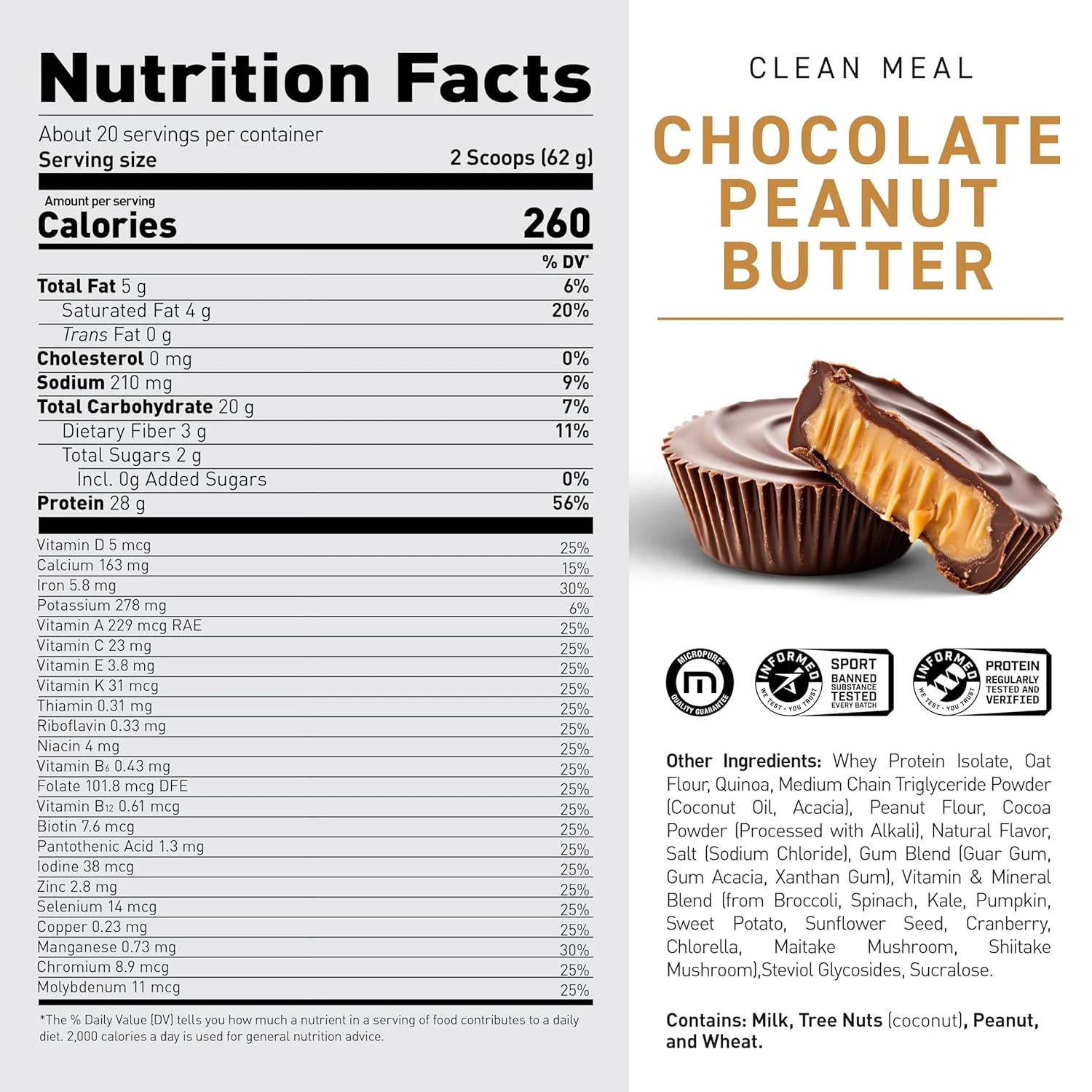 پودر غذای کامل کیجِد | کره بادام زمینی شکلاتی | شیک جایگزین غذا | پروتئین وی ایزوله | کربوهیدرات های پاک، چربی های روغن MCT، ویتامین ها و مواد معدنی ارگانیک | مکمل برای مردان و زنان | 20 سروینگ