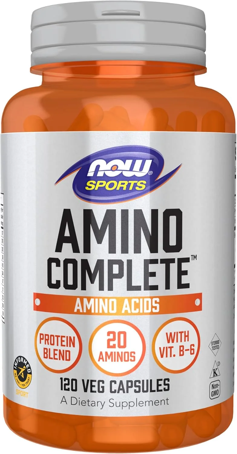 NOW Sports Nutrition, Amino Complete™، ترکیب پروتئینی با 20 آمینو و B-6، 120 کپسول گیاهی