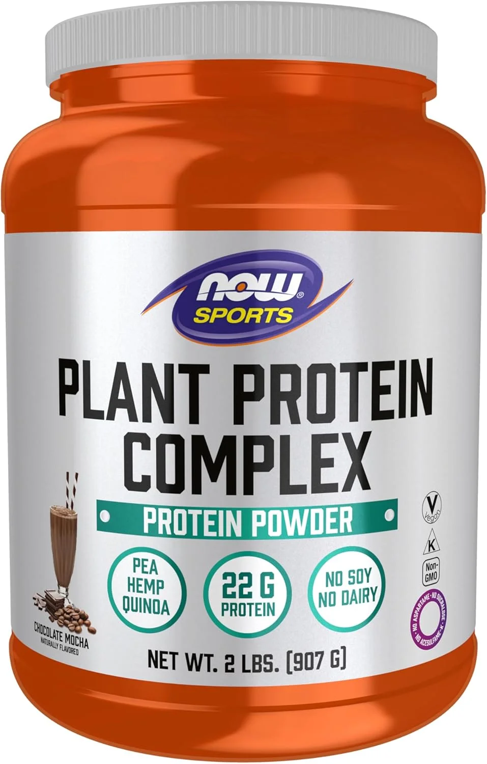 NOW Foods Sports Nutrition، کمپلکس پروتئین گیاهی، 22 گرم، پودر شکلات موکا، 2 پوند
