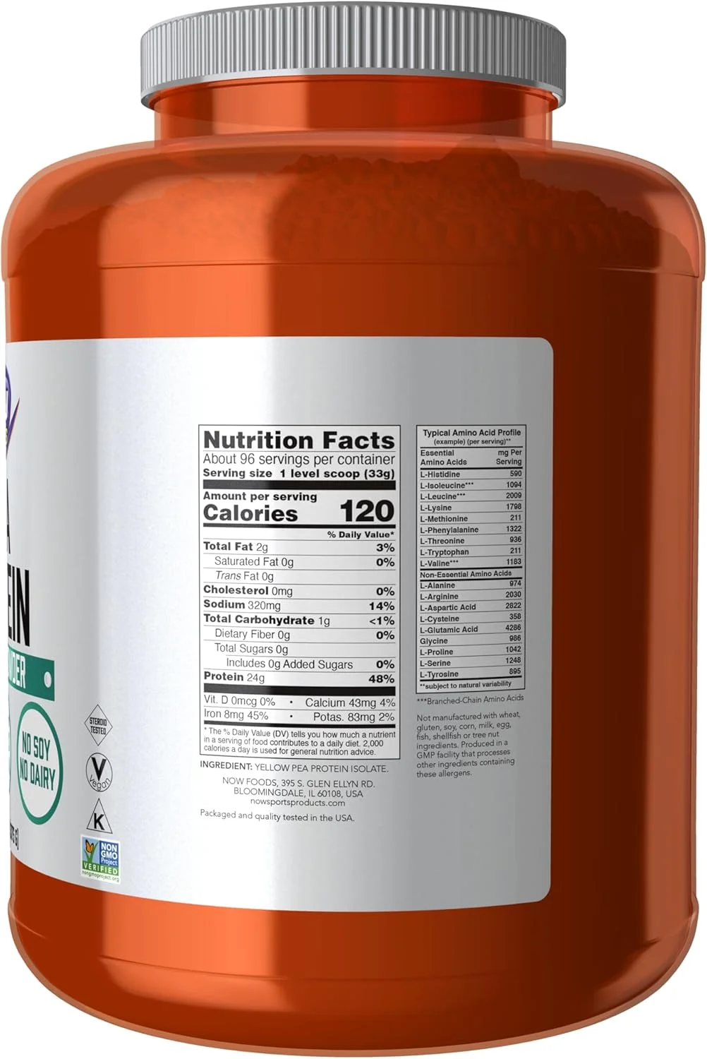 پروتئین نخود فرنگی ورزشی NOW Foods، ۲۴ گرم، جذب سریع، پودر بدون طعم، ۳.۱۷ کیلوگرم پروتئین نخود فرنگی ورزشی NOW Foods، ۲۴ گرم، جذب سریع، پودر بدون طعم، ۳.۱۷ کیلوگرم