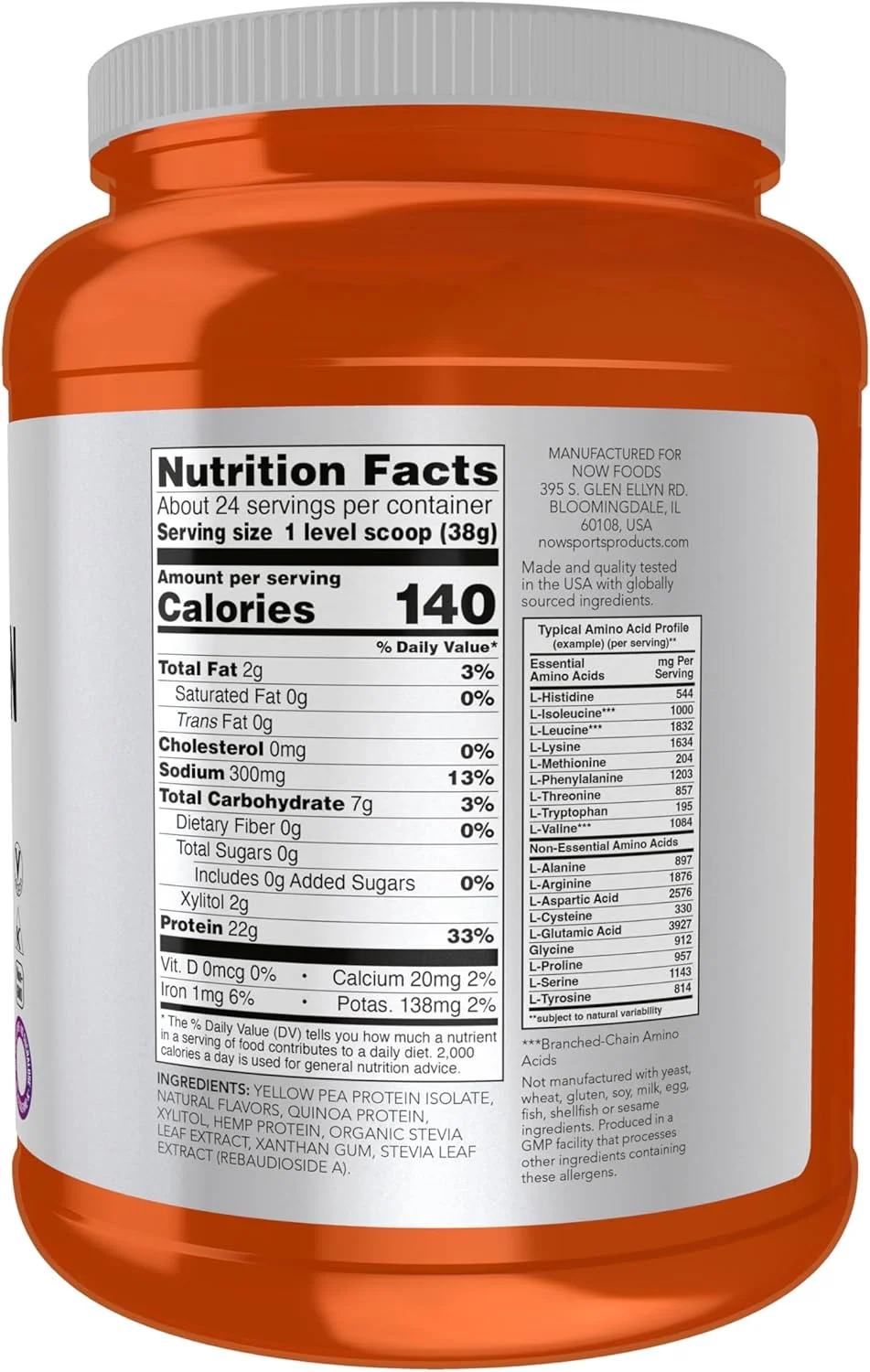 NOW Foods Sports Nutrition، کمپلکس پروتئین گیاهی 22 گرم، پودر وانیلی خامهای، 2 پوند NOW Foods Sports Nutrition، کمپلکس پروتئین گیاهی 22 گرم، پودر وانیلی خامهای، 2 پوند