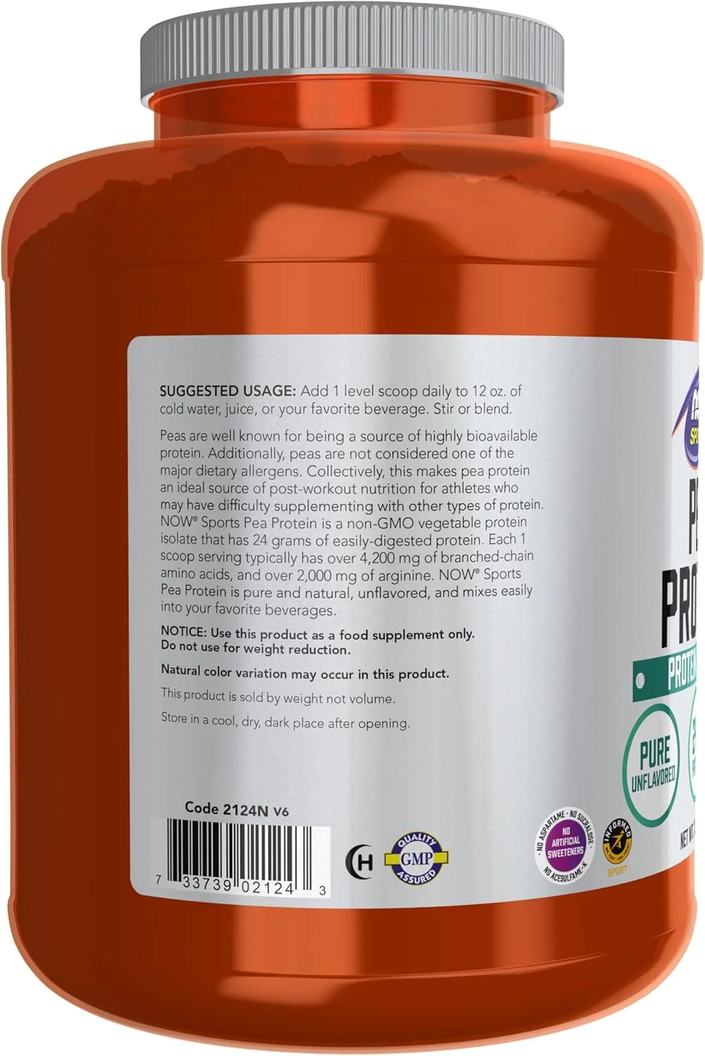 پروتئین نخود فرنگی ورزشی NOW Foods، ۲۴ گرم، جذب سریع، پودر بدون طعم، ۳.۱۷ کیلوگرم پروتئین نخود فرنگی ورزشی NOW Foods، ۲۴ گرم، جذب سریع، پودر بدون طعم، ۳.۱۷ کیلوگرم