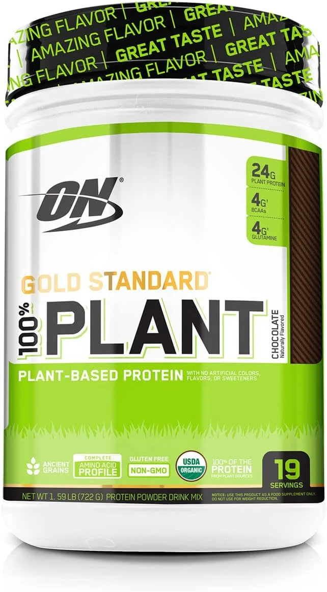 پودر پروتئین گیاهی اپتیموم نوتریشن گلد استاندارد 100%، ویتامین C برای تقویت سیستم ایمنی، شکلاتی، 1.59 پوند