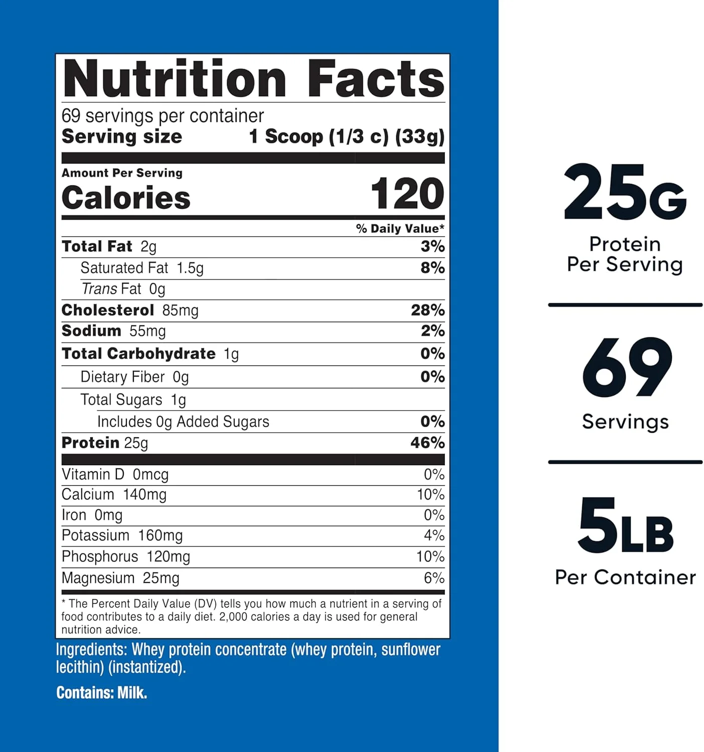 پودر پروتئین وی نوتری‌کاست، بدون طعم، 2.26 کیلوگرم - تهیه شده از کنسانتره پروتئین وی