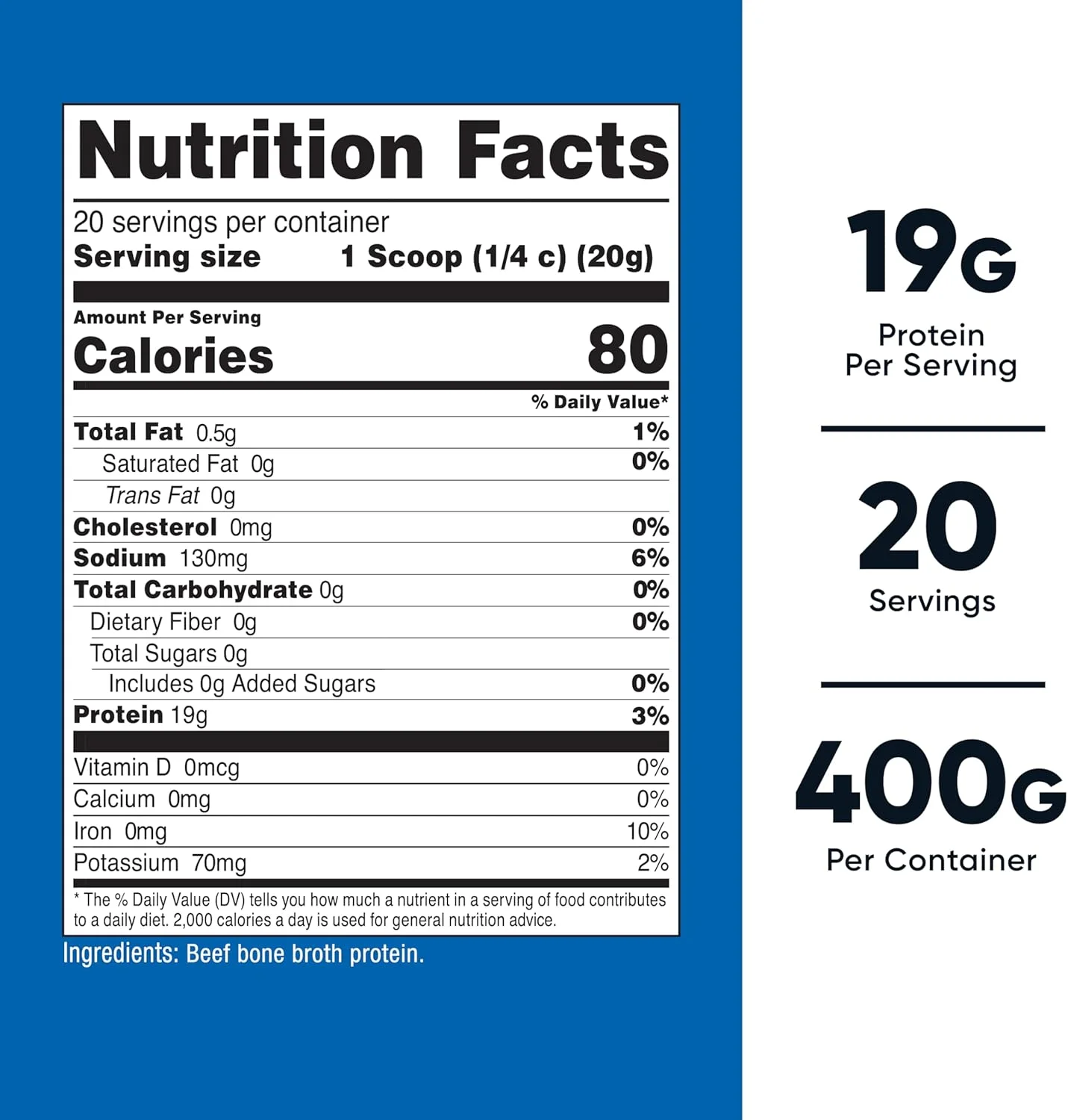 پودر پروتئین آب قلم گاو نوتری‌کاست بدون طعم (20 سروینگ) - بدون گلوتن، بدون GMO