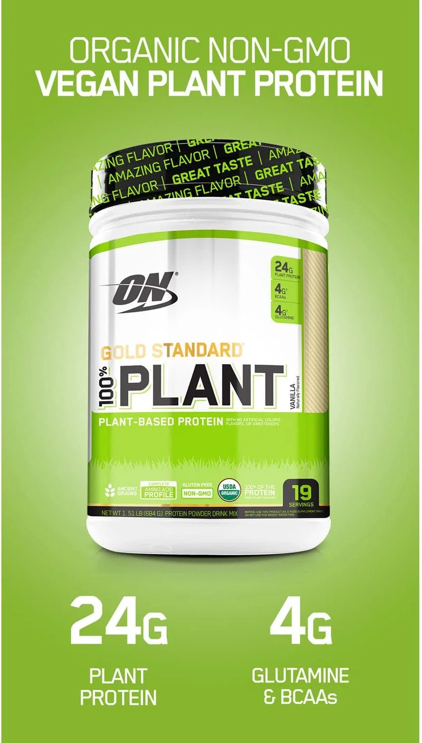 پودر پروتئین گیاهی اپتیموم نوتریشن گلد استاندارد 100%، ویتامین C برای تقویت سیستم ایمنی، شکلاتی، 1.59 پوند