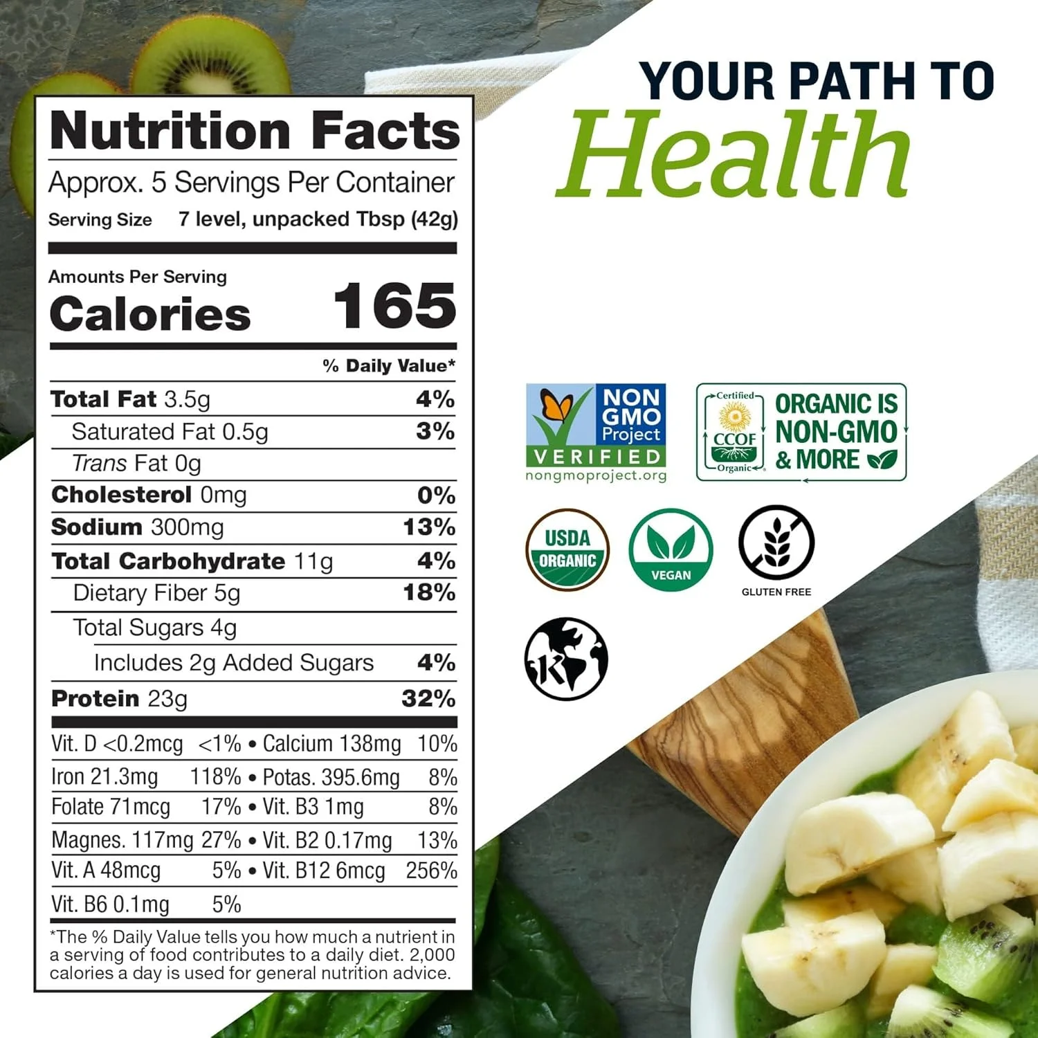 پودر پروتئین و سبزیجات ارگانیک سانفود - پودر سوپرفود سبزیجات، پودر پروتئین ارگانیک، پروتئین گیاهی، سوپر سبزیجات برای سلامت روده حاوی کلرلا و اسپیرولینا، 23 گرم پروتئین در هر وعده - 226 گرم
