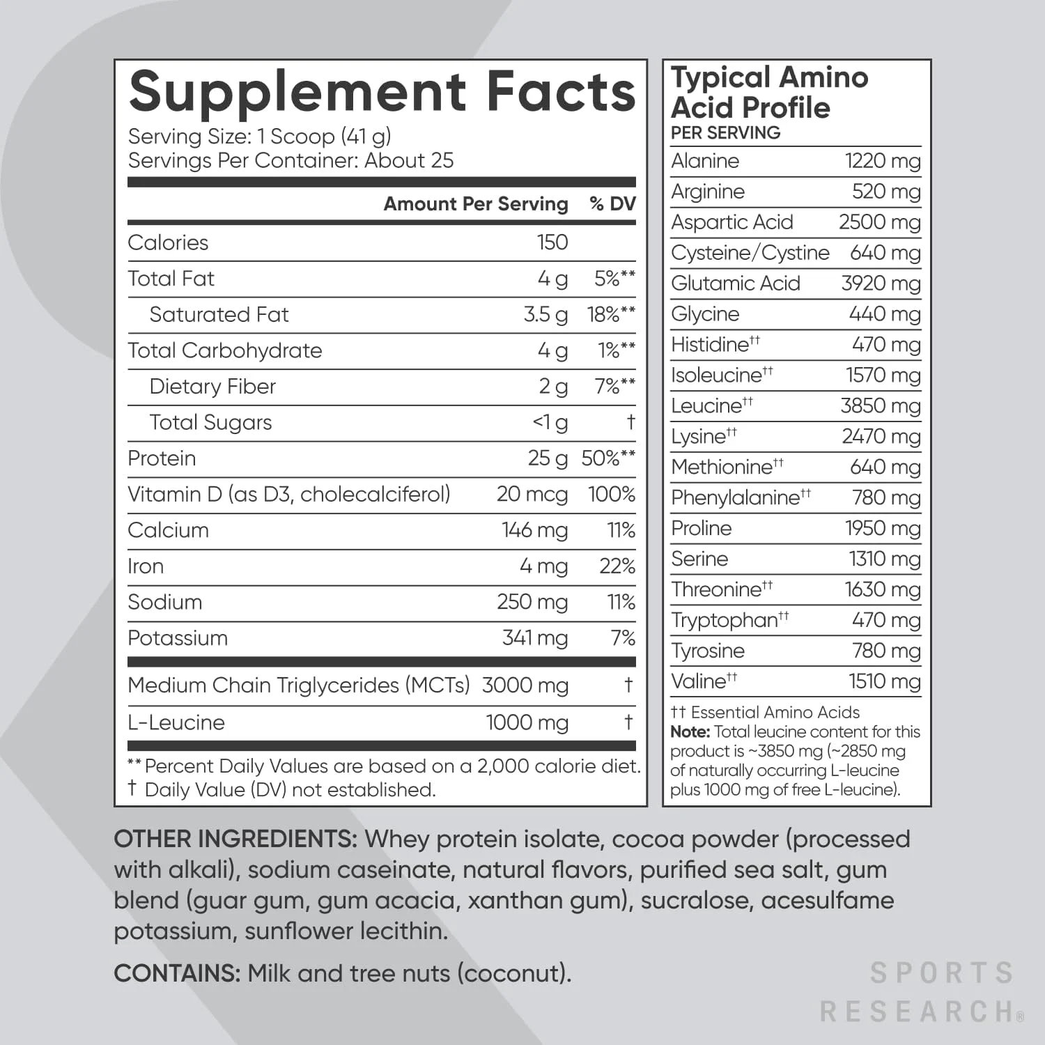 پودر پروتئین وی ایزوله با طعم شکلات هلندی و ال-گلوتامین بدون طعم Sports Research