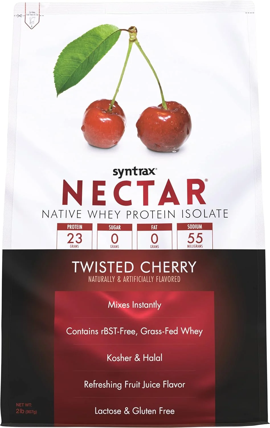 پودر پروتئین وی ایزوله 100% سنتراکس نکتار با طعم آبمیوه ای با طراوت - گیلاس پیچ خورده - 900 گرم