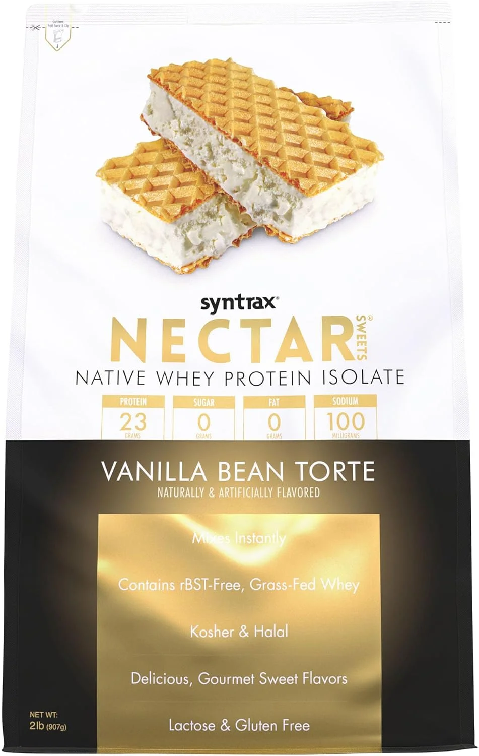 Syntrax Nutrition Nectar Sweets، پروتئین وی ایزوله، تورت لوبیا وانیلی، 2 پوند، دانه های وانیل بن واقعی