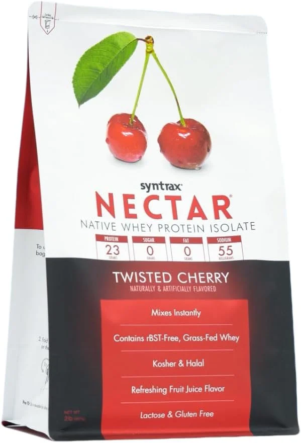 پودر پروتئین وی ایزوله 100% سنتراکس نکتار با طعم آبمیوه ای با طراوت - گیلاس پیچ خورده - 900 گرم