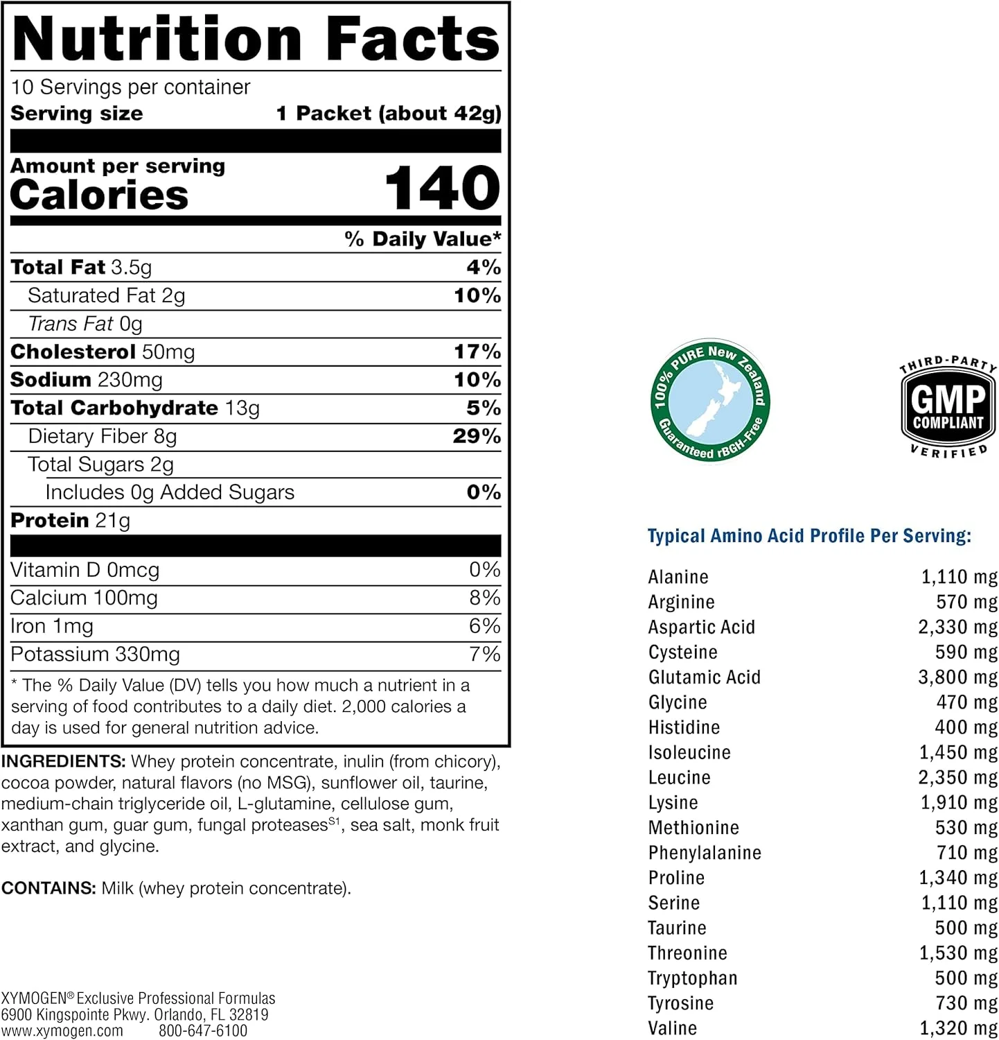 پودر پروتئین وی بدون شکر افزوده XYMOGEN FIT Food Lean - پودر پروتئین وی BioActive با ایمونوگلوبولین های طبیعی - پشتیبانی از ترکیب بدنی سالم، سلامت ایمنی، تمرینات - شکلاتی (10 بسته)