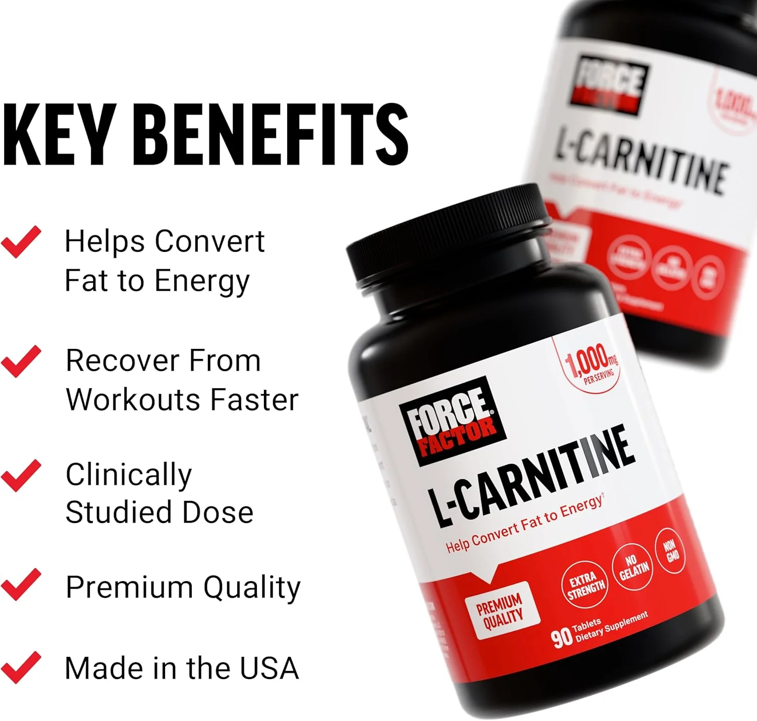 مکمل ال-کارنیتین فورس فکتور، کپسول های ال کارنیتین تارتارات 1000 میلی گرمی برای تبدیل چربی به انرژی، پشتیبانی از ریکاوری عضلات و افزایش عملکرد ورزشی، وگان، غیر GMO، 90 قرص مکمل ال-کارنیتین فورس فکتور، کپسول های ال کارنیتین تارتارات 1000 میلی گرمی برای تبدیل چربی به انرژی، پشتیبانی از ریکاوری عضلات و افزایش عملکرد ورزشی، وگان، غیر GMO، 90 قرص