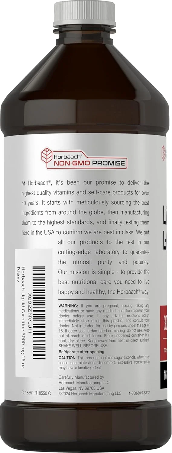 ال-کارنیتین مایع هورباخ 473 میلی لیتر | 3000 میلی گرم | طعم توت | فرمول گیاهی | غیر تراریخته، مکمل بدون گلوتن ال-کارنیتین مایع هورباخ 473 میلی لیتر | 3000 میلی گرم | طعم توت | فرمول گیاهی | غیر تراریخته، مکمل بدون گلوتن