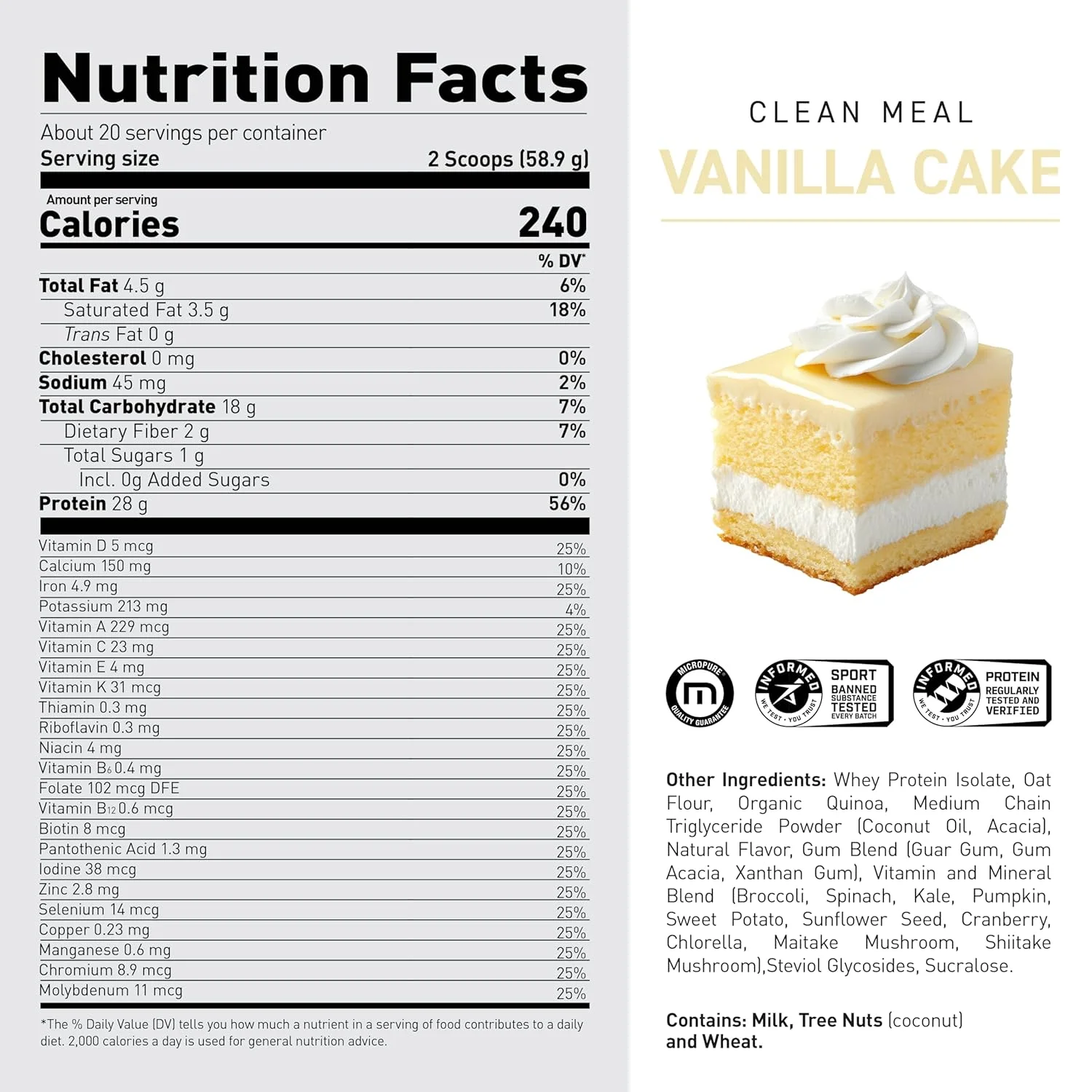 شیک جایگزین غذای پاکیزه Kaged با پروتئین وی ایزوله، کیک وانیلی | کربوهیدرات های پاکیزه، چربی های روغن MCT، ویتامین ها و مواد معدنی ارگانیک، 20 سروینگ شیک جایگزین غذای پاکیزه Kaged با پروتئین وی ایزوله، کیک وانیلی | کربوهیدرات های پاکیزه، چربی های روغن MCT، ویتامین ها و مواد معدنی ارگانیک، 20 سروینگ