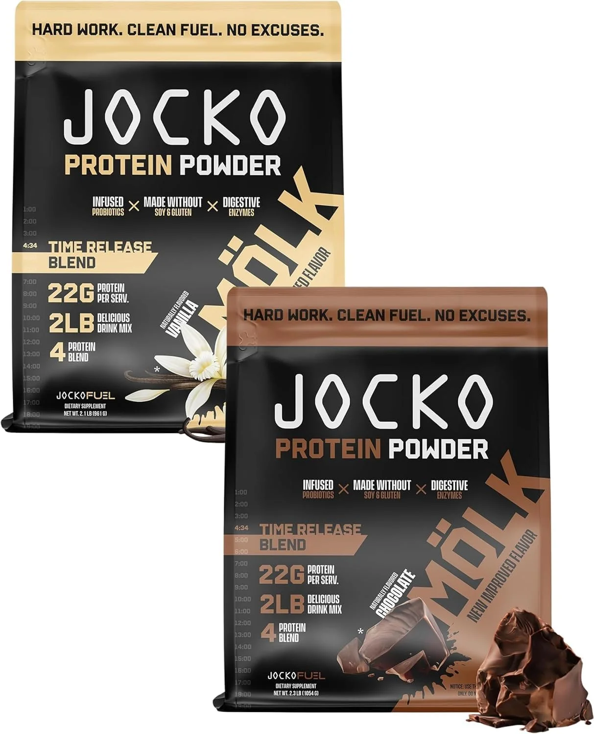 بسته دوتایی پروتئین Jocko Fuel - Jocko Mölk شکلاتی + وانیلی (2 طعم) (هر کدام 900 گرم) بسته دوتایی پروتئین Jocko Fuel - Jocko Mölk شکلاتی + وانیلی (2 طعم) (هر کدام 900 گرم)