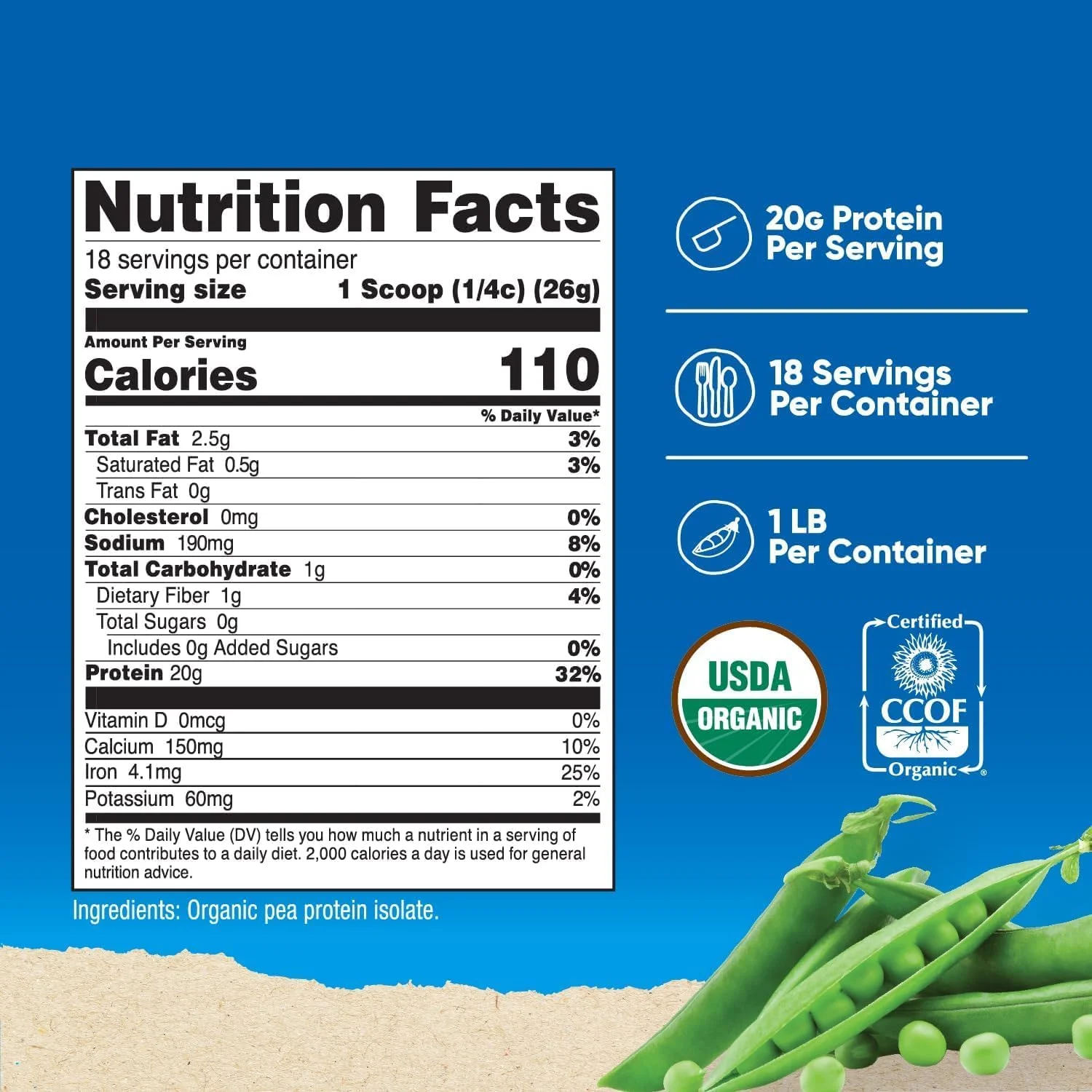 پودر پروتئین نخود ارگانیک Nutricost (450 گرم) بدون طعم - دارای گواهی USDA ارگانیک، پروتئین گیاهی، مناسب گیاهخواران، بدون گلوتن، غیر تراریخته پودر پروتئین نخود ارگانیک Nutricost (450 گرم) بدون طعم - دارای گواهی USDA ارگانیک، پروتئین گیاهی، مناسب گیاهخواران، بدون گلوتن، غیر تراریخته