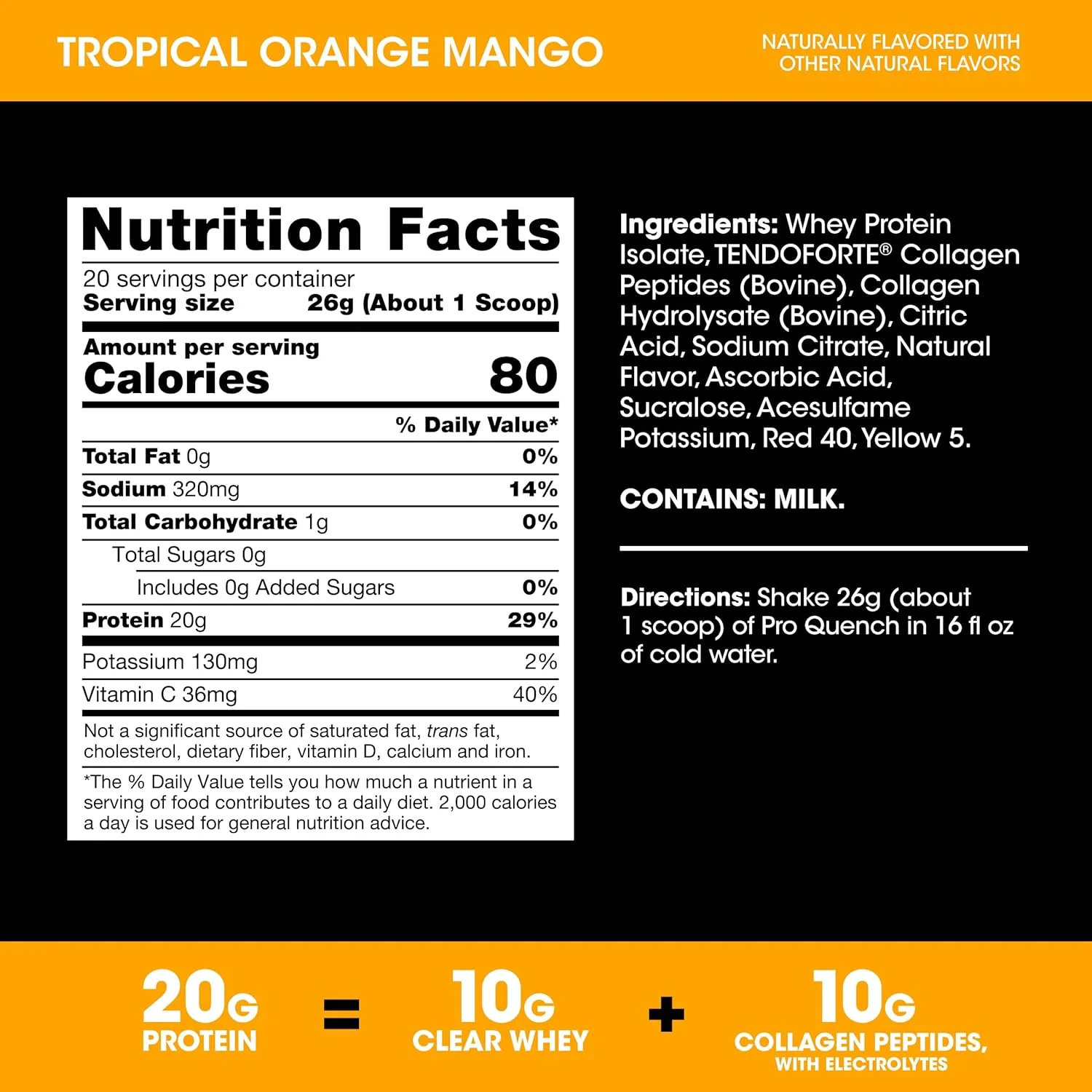 نوشیدنی پودری مخلوط پروتئین شفاف، پپتیدهای کلاژن و الکترولیت Optimum Nutrition Pro Quench، 10 گرم پروتئین شفاف، 10 گرم پپتیدهای کلاژن، طعم انبه پرتقال استوایی، 20 سروینگ، 520 گرم (بسته بندی ممکن است متفاوت باشد) نوشیدنی پودری مخلوط پروتئین شفاف، پپتیدهای کلاژن و الکترولیت Optimum Nutrition Pro Quench، 10 گرم پروتئین شفاف، 10 گرم پپتیدهای کلاژن، طعم انبه پرتقال استوایی، 20 سروینگ، 520 گرم (بسته بندی ممکن است متفاوت باشد)