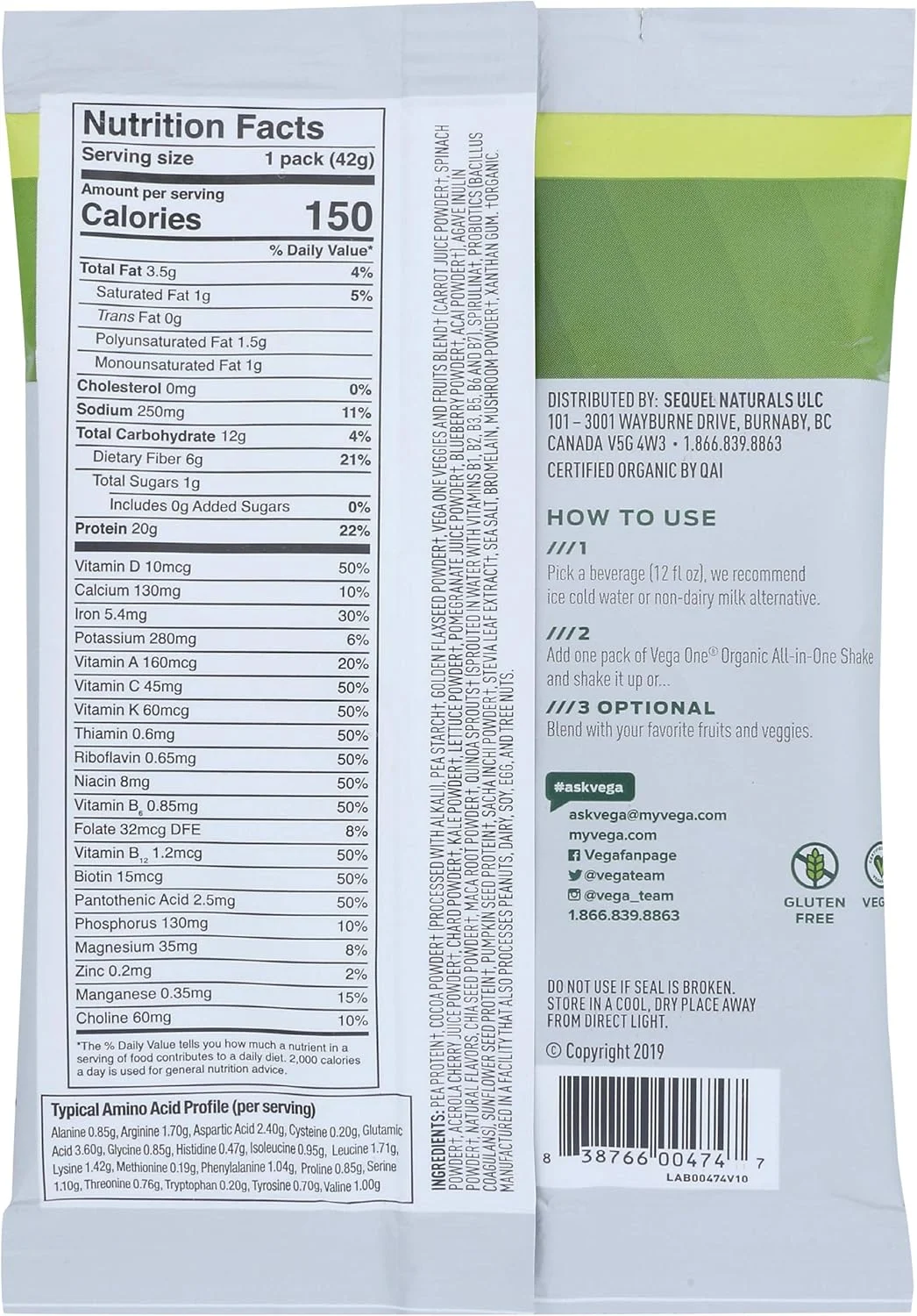 پودر پروتئین گیاهی ارگانیک وگا وان، شکلاتی، 42 گرم پودر پروتئین گیاهی ارگانیک وگا وان، شکلاتی، 42 گرم